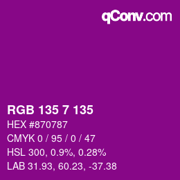 カラーコード: RGB 135 7 135 | qconv.com