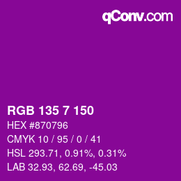 Color code: RGB 135 7 150 | qconv.com