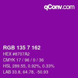 Color code: RGB 135 7 162 | qconv.com