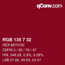 Color code: RGB 135 7 32 | qconv.com
