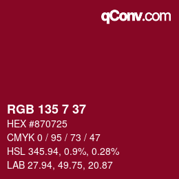 カラーコード: RGB 135 7 37 | qconv.com