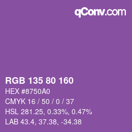 カラーコード: RGB 135 80 160 | qconv.com