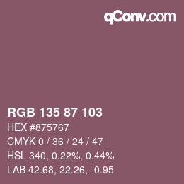 カラーコード: RGB 135 87 103 | qconv.com