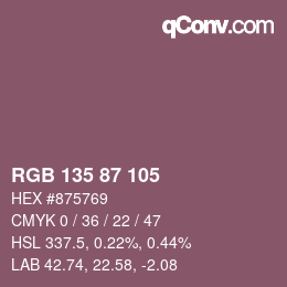 カラーコード: RGB 135 87 105 | qconv.com