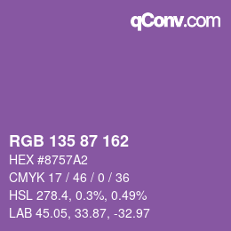 カラーコード: RGB 135 87 162 | qconv.com