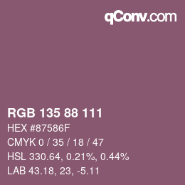 カラーコード: RGB 135 88 111 | qconv.com