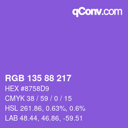 カラーコード: RGB 135 88 217 | qconv.com