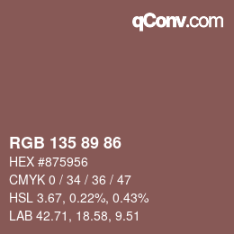 カラーコード: RGB 135 89 86 | qconv.com