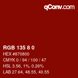 Color code: RGB 135 8 0 | qconv.com