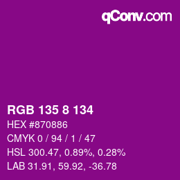 Color code: RGB 135 8 134 | qconv.com