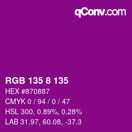 Color code: RGB 135 8 135 | qconv.com