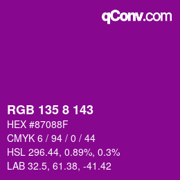 Color code: RGB 135 8 143 | qconv.com