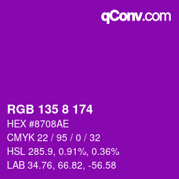 Color code: RGB 135 8 174 | qconv.com
