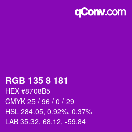 Color code: RGB 135 8 181 | qconv.com
