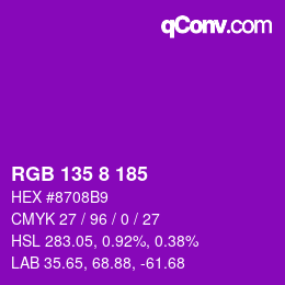Color code: RGB 135 8 185 | qconv.com