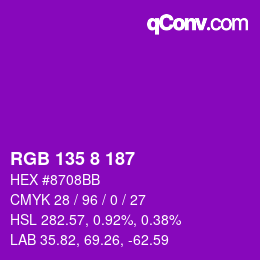 颜色代码: RGB 135 8 187 | qconv.com