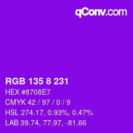 Color code: RGB 135 8 231 | qconv.com