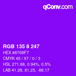 Color code: RGB 135 8 247 | qconv.com