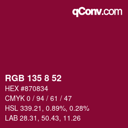 Color code: RGB 135 8 52 | qconv.com