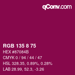 颜色代码: RGB 135 8 75 | qconv.com