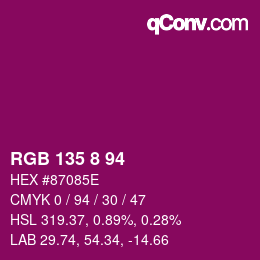 颜色代码: RGB 135 8 94 | qconv.com