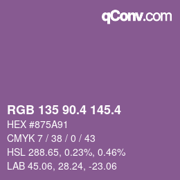 カラーコード: RGB 135 90.4 145.4 | qconv.com