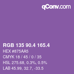 カラーコード: RGB 135 90.4 165.4 | qconv.com
