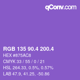 カラーコード: RGB 135 90.4 200.4 | qconv.com