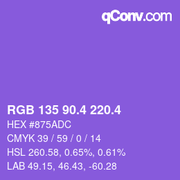 カラーコード: RGB 135 90.4 220.4 | qconv.com