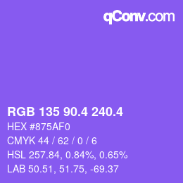 カラーコード: RGB 135 90.4 240.4 | qconv.com