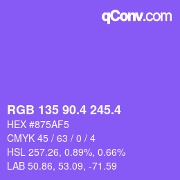 カラーコード: RGB 135 90.4 245.4 | qconv.com