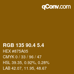 カラーコード: RGB 135 90.4 5.4 | qconv.com