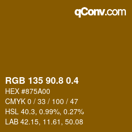 カラーコード: RGB 135 90.8 0.4 | qconv.com