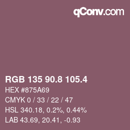 カラーコード: RGB 135 90.8 105.4 | qconv.com