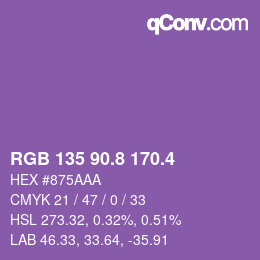カラーコード: RGB 135 90.8 170.4 | qconv.com
