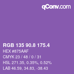 カラーコード: RGB 135 90.8 175.4 | qconv.com