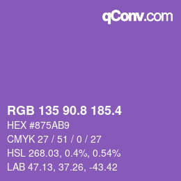 カラーコード: RGB 135 90.8 185.4 | qconv.com