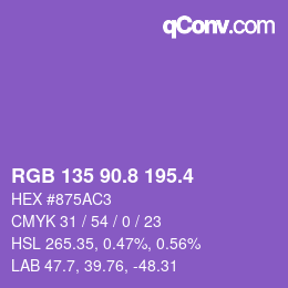 カラーコード: RGB 135 90.8 195.4 | qconv.com
