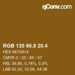 カラーコード: RGB 135 90.8 20.4 | qconv.com