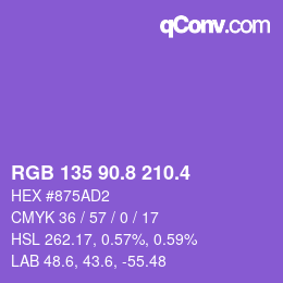 カラーコード: RGB 135 90.8 210.4 | qconv.com