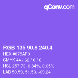 カラーコード: RGB 135 90.8 240.4 | qconv.com