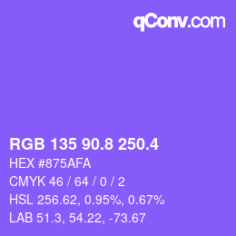 カラーコード: RGB 135 90.8 250.4 | qconv.com