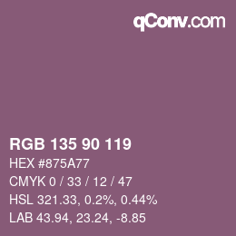 Código de color: RGB 135 90 119 | qconv.com