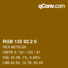 カラーコード: RGB 135 92.2 0 | qconv.com