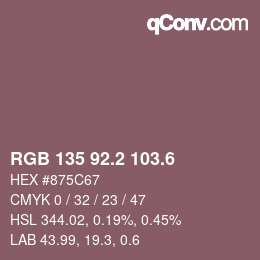 カラーコード: RGB 135 92.2 103.6 | qconv.com