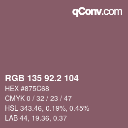 カラーコード: RGB 135 92.2 104 | qconv.com