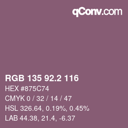カラーコード: RGB 135 92.2 116 | qconv.com