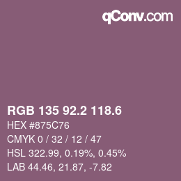 カラーコード: RGB 135 92.2 118.6 | qconv.com