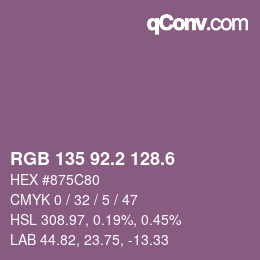 カラーコード: RGB 135 92.2 128.6 | qconv.com