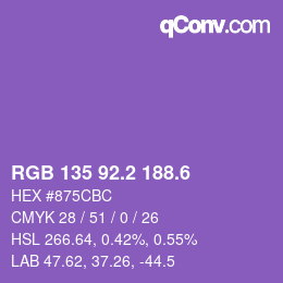 カラーコード: RGB 135 92.2 188.6 | qconv.com